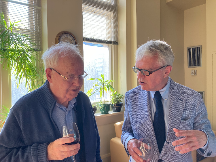 Professor Emeritus John Traill with writer John Pepall