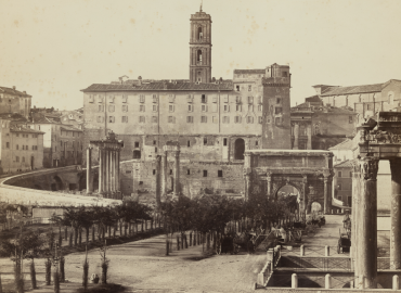 Ink drawing of Roman Forum.